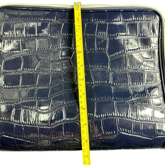 Estee Lauder Navy Blue  Crocodile Leather Cosmetic Travel Makeup‎ Zip Case - Picture 10 of 13
